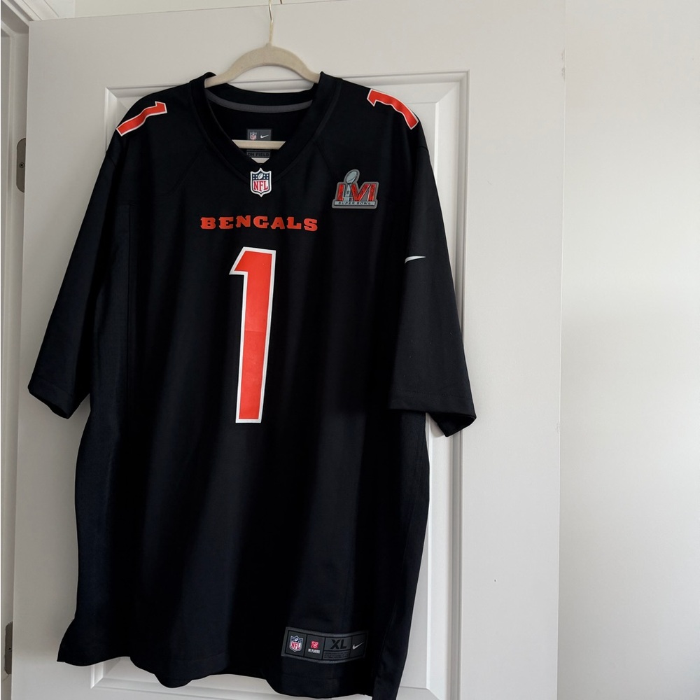 Nike Black Bengals Football Jersey with Orange Numerals